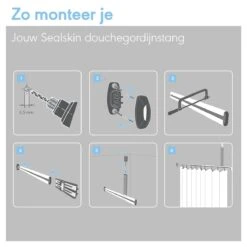 Sealskin Easy Roll Douchegordijnstangset - Zwart -Meubels Voor Thuis 10983433