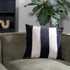 By FonQ Stripe Sierkussen 50 X 50 Cm - Zwart -Meubels Voor Thuis 11005594