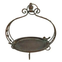 Clayre & Eef Vogelvoederhuisje Ø 25x38 Cm Groen Bruin Ijzer Vogel