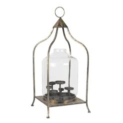 Clayre & Eef Windlicht 75 Cm Koperkleurig Metaal Rechthoek -Meubels Voor Thuis 11023312