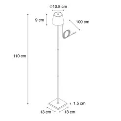 QAZQA Buiten Vloerlamp Wit Incl. LED En Dimmer Oplaadbaar - Jackson -Meubels Voor Thuis 11036549