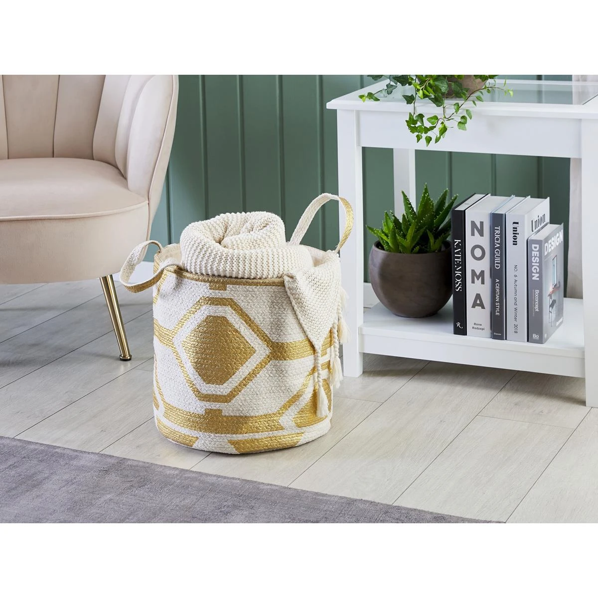 Beliani - HANWELLA - Mand - Wit - Katoen 4 Beliani - HANWELLA - Mand - Wit - Katoen - Afbeelding 2