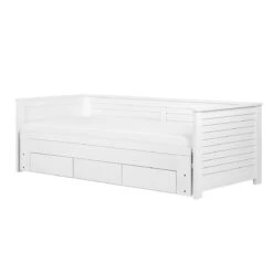 Beliani - CAHORS - Onderschuifbed - Wit - 90 X 200 Cm - Rubberhout -Meubels Voor Thuis 11047778