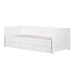 Beliani - CAHORS - Onderschuifbed - Wit - 90 X 200 Cm - Rubberhout -Meubels Voor Thuis 11047781