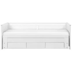 Beliani - CAHORS - Onderschuifbed - Wit - 90 X 200 Cm - Rubberhout -Meubels Voor Thuis 11047785