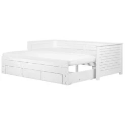 Beliani - CAHORS - Onderschuifbed - Wit - 90 X 200 Cm - Rubberhout -Meubels Voor Thuis 11047789