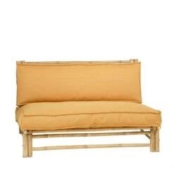 Mica Decorations Tropical Loungebank - L120 Cm - Bamboe - Lichtbruin -Meubels Voor Thuis 11050267