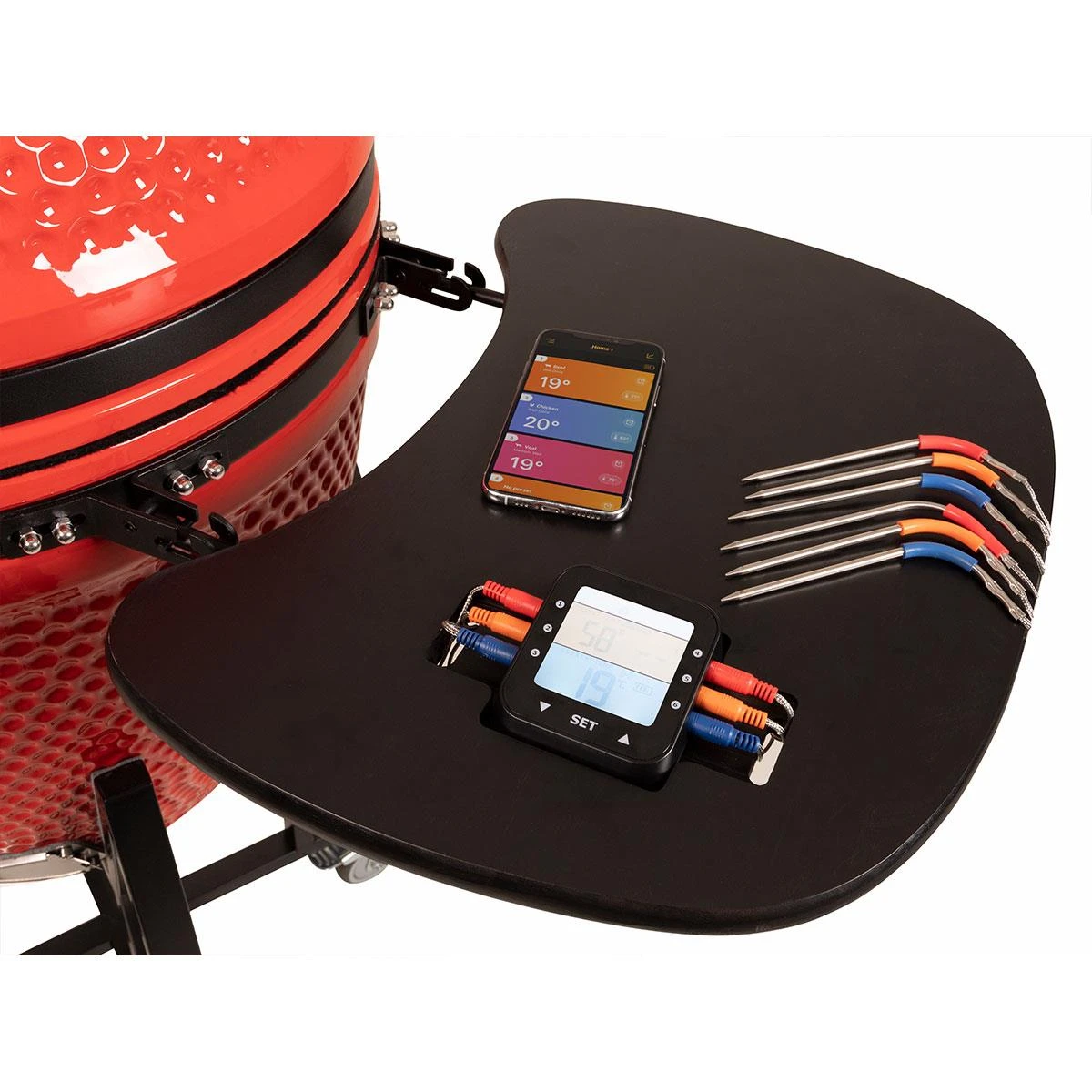 Patton Kamado 21 Inch Premium Red Devil Incl Bluetooth Control 8 Patton Kamado 21 Inch Premium Red Devil Incl Bluetooth Control - Afbeelding 6