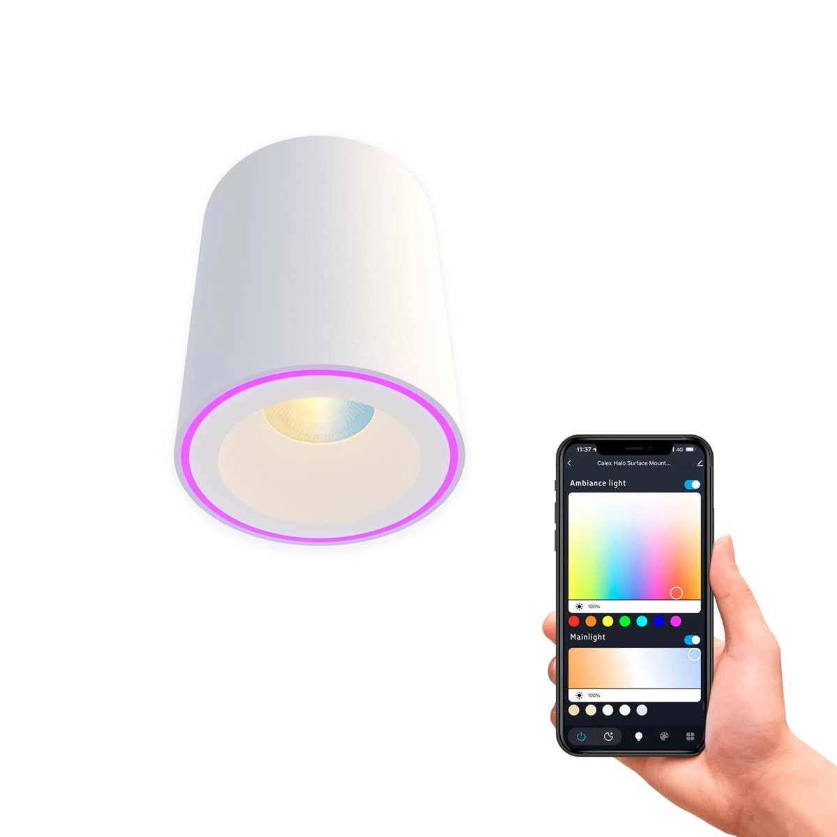 Calex Smart Halo Opbouwspot Wit - RGB En CCT 3 Calex Smart Halo Opbouwspot Wit - RGB En CCT