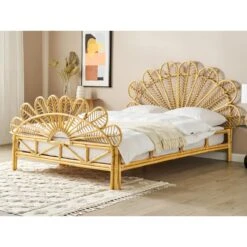 Beliani-FLORENTINE-Tweepersoonsbed-Lichtbruin-160 X 200 Cm-Rotan -Meubels Voor Thuis 11065678