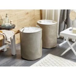 Beliani - SAMTI - Manden Set Van 2 - Beige - Polyester -Meubels Voor Thuis 11068948