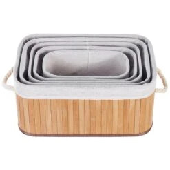 Beliani - TALPE - Manden Set Van 5 - Lichte Houtkleur - Bamboehout -Meubels Voor Thuis 11069135