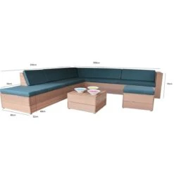Wood4you - Loungeset 7 Bankirai 250cm|250cm Incl Kussens -Meubels Voor Thuis 11070912