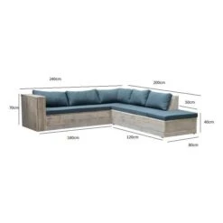Wood4you - Loungeset 7 Steigerhout 240x200 Cm - Incl Kussens (GL-vorm) -Meubels Voor Thuis 11070941