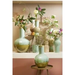 Mica Decorations Holm Vaas - 34x34x52 Cm - Keramiek - Lichtgroen -Meubels Voor Thuis 11071158