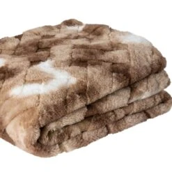 PTMD Geraldine Deken - 140x170x2 Cm - Imitatie Bont - Bruin -Meubels Voor Thuis 11071626