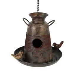 Clayre & Eef Vogelhuis 30x22x21|48 Cm Grijs Rood Ijzer Vogelhuisje -Meubels Voor Thuis 11093920