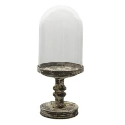 Clayre & Eef Stolp Ø 21x49 Cm Metaal Glas Rond Glazen Stolp