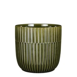Mica Decorations Plantenpot - Keramiek Glans Donkergroen - D19|H18 Cm -Meubels Voor Thuis 11112759