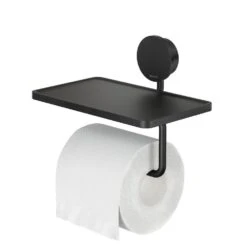 Geesa Opal Toiletrolhouder Met Planchet - Zwart -Meubels Voor Thuis 11128523