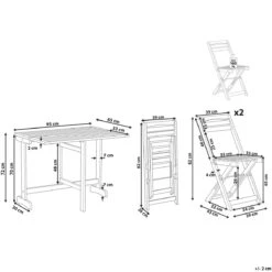 Beliani - LENOLA - Bistroset Voor 2 - Lichte Houtkleur - Acaciahout -Meubels Voor Thuis 11134397