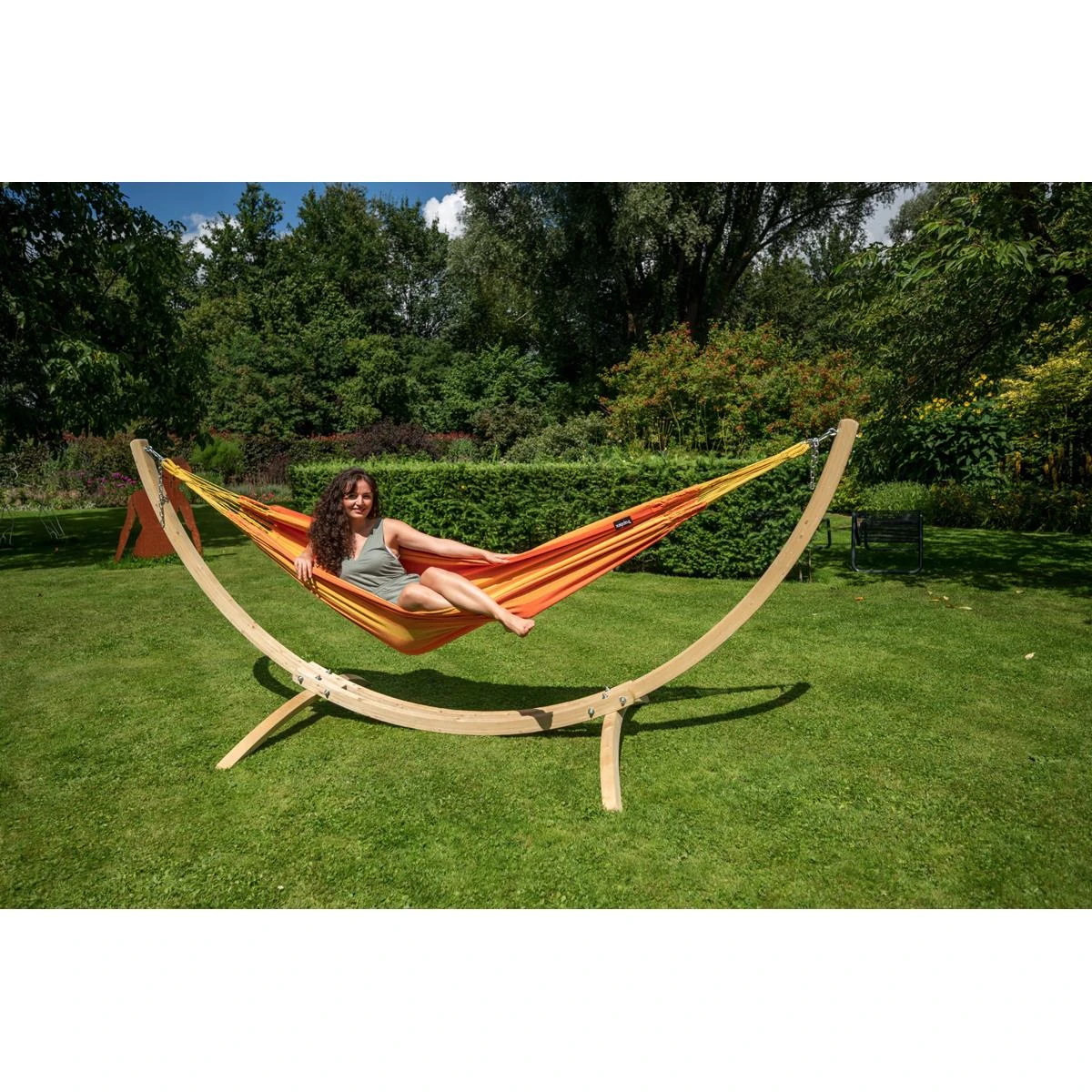 Tropilex® Hangmat Met Standaard Eénpersoons Wood & Dream Orange Oranje 4 Tropilex® Hangmat Met Standaard Eénpersoons Wood & Dream Orange Oranje - Afbeelding 2