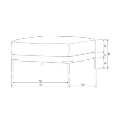 Vtwonen Couple Poef - Polyester - Zand - 44x100x100 -Meubels Voor Thuis 11153882