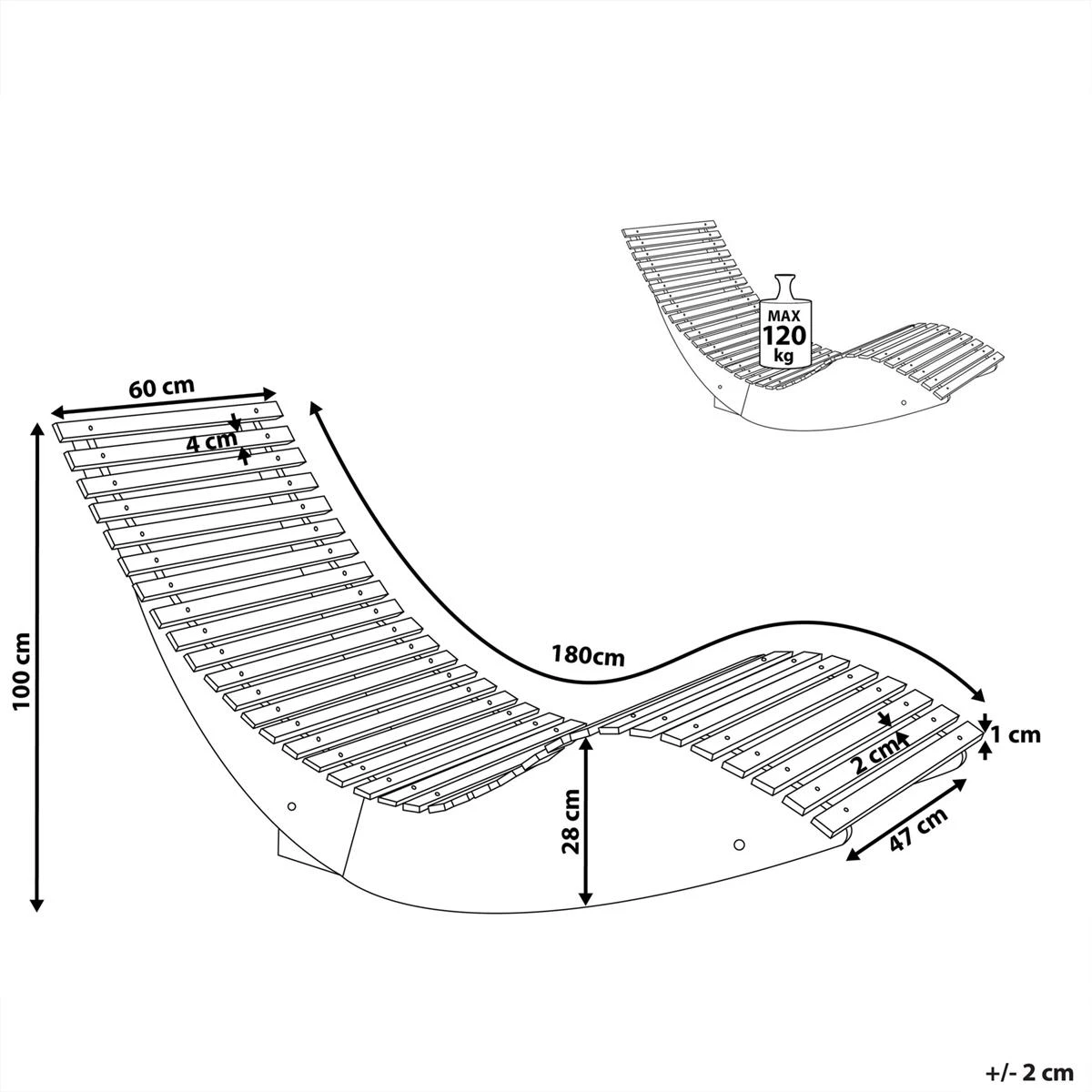 Beliani - BRESCIA - Strandstoel - Lichte Houtkleur - Acaciahout 13 Beliani - BRESCIA - Strandstoel - Lichte Houtkleur - Acaciahout - Afbeelding 11
