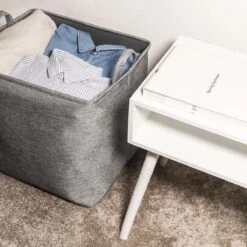 QUVIO Wasmand 'Laundry' - Grijs - L -Meubels Voor Thuis 11159995