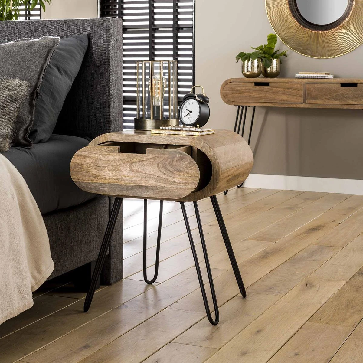 Hoyz - Nachtkastje Barrel Met 1 Lade - Bruin - 50x35x60 5 Hoyz - Nachtkastje Barrel Met 1 Lade - Bruin - 50x35x60 - Afbeelding 3