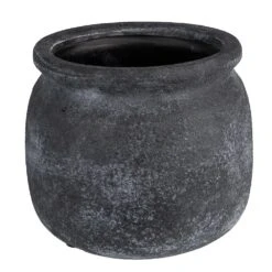 Clayre & Eef Bloempot Ø 15x13 Cm Grijs Keramiek Rond Bloempot Binnen