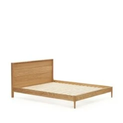 Kave Home - Lenon Bed In Hout En Eikenfineer Voor Matras 160 X 200 Cm -Meubels Voor Thuis 11193545