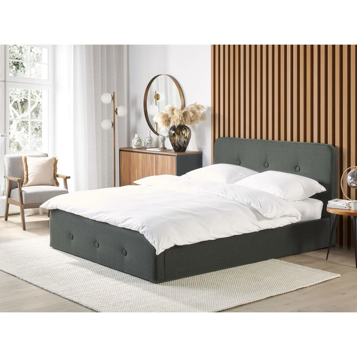 Beliani-RENNES -Bed Met Opbergruimte-Donkergrijs-180x200 Cm-Polyester 4 Beliani-RENNES -Bed Met Opbergruimte-Donkergrijs-180x200 Cm-Polyester - Afbeelding 2