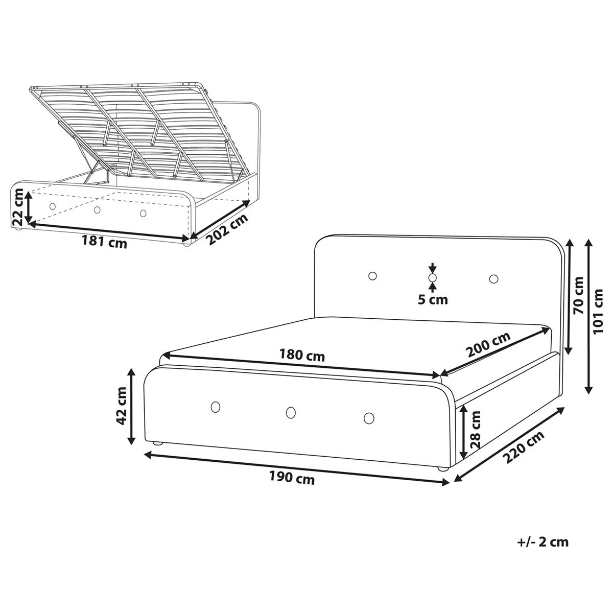 Beliani-RENNES -Bed Met Opbergruimte-Donkergrijs-180x200 Cm-Polyester 11 Beliani-RENNES -Bed Met Opbergruimte-Donkergrijs-180x200 Cm-Polyester - Afbeelding 9