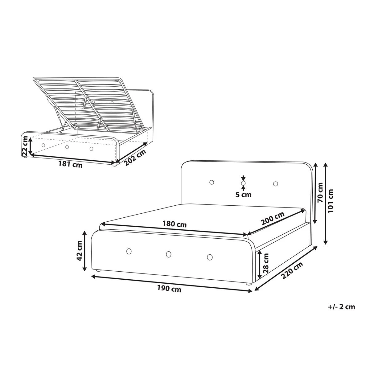 Beliani-RENNES -Bed Met Opbergruimte-Donkergrijs-180x200 Cm-Polyester 13 Beliani-RENNES -Bed Met Opbergruimte-Donkergrijs-180x200 Cm-Polyester - Afbeelding 11
