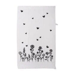 Clayre & Eef Gastendoekje 40x66 Cm Wit Zwart Katoen Bloemen Toilet -Meubels Voor Thuis 11244829