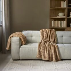 Riviera Maison Plaid Bruin, Deken - RM Veran 170x130 - Acryl -Meubels Voor Thuis 11247086