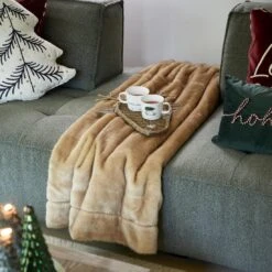 Riviera Maison Plaid Bruin, Deken - RM Veran 170x130 - Acryl -Meubels Voor Thuis 11261805