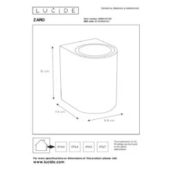 Lucide ZARO - Wandspot Buiten - 1xGU10 - IP44 - Zw -Meubels Voor Thuis 11266623