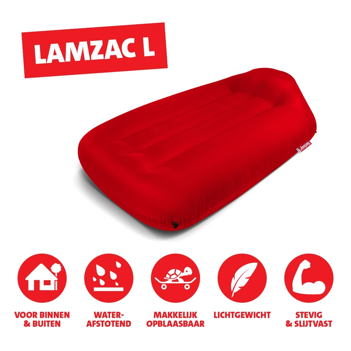 Fatboy Air Lounger - Luchtzak - Oplaasbare Zitzak Lamzac L - Rood 7 Fatboy Air Lounger - Luchtzak - Oplaasbare Zitzak Lamzac L - Rood - Afbeelding 6