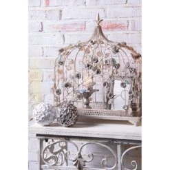 Clayre & Eef Vogelkooi Decoratie 42x21x50 Cm Wit Ijzer Rechthoek -Meubels Voor Thuis 11367103