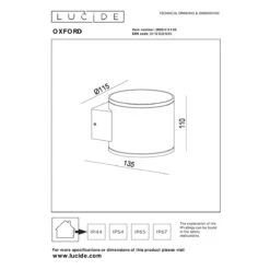 Lucide OXFORD Wandlamp - Zwart -Meubels Voor Thuis 11390883