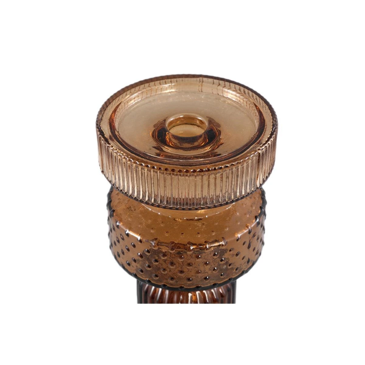 PTMD Kandelaar Fadri - 11x11x34 Cm - Glas - Grijs 4 PTMD Kandelaar Fadri - 11x11x34 Cm - Glas - Grijs - Afbeelding 2