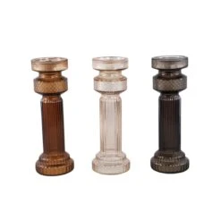 PTMD Kandelaar Fadri - 11x11x34 Cm - Glas - Grijs 7 PTMD Kandelaar Fadri - 11x11x34 Cm - Glas - Grijs -Meubels Voor Thuis 11396049