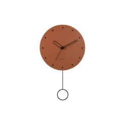 Karlsson - Wall Clock Studs Pendulum Wood Burned Orange