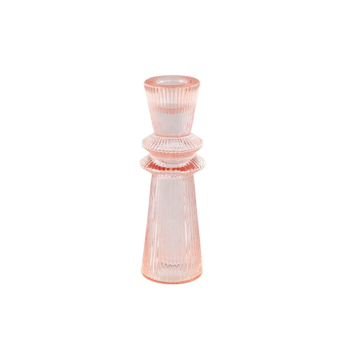 PTMD Linty Ronde Kandelaar - H15,5 X Ø5 Cm - Glas - Roze 3 PTMD Linty Ronde Kandelaar - H15,5 X Ø5 Cm - Glas - Roze