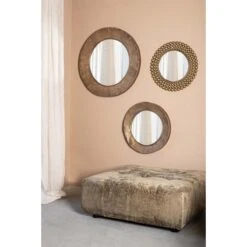 PTMD Zenno Ronde Spiegel - 53,5 X 2 X 53,5 Cm - Metaal - Goud -Meubels Voor Thuis 11449656