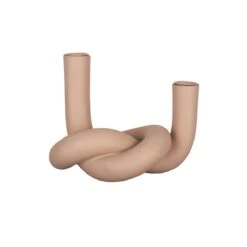 Present Time - Kandelaar Knot Dubbel - Bruin - 13,6x14,8x18,3 Cm