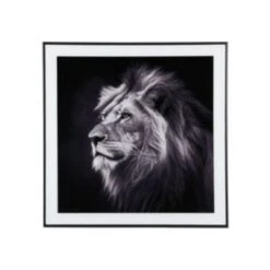 Present Time Wanddecoratie Lion - Zwart - 2x50x50cm