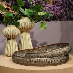 DKNC - Dienblad - Metaal - Set Van 2 - 38x38x5cm - Brons -Meubels Voor Thuis 11465755